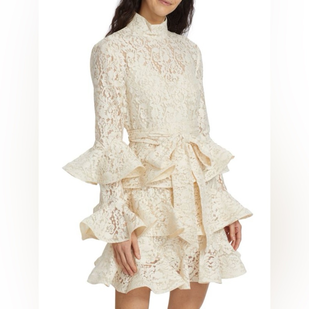 $1550 ZIMMERMANN Tama Tiered Lace Mini Dress size 2/us 8 - Picture 3 of 8